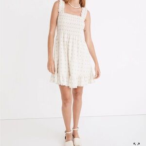 Madewell Lucie Smocked Tank Mini Dress in Textural Clipdot